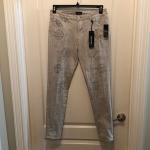bebe Vintage Light Gray embellished Skinny Jeans